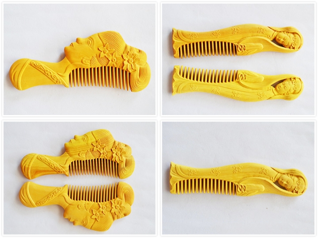 中國黃楊木工藝品數(shù)控雕刻機(jī)，用于制作木梳