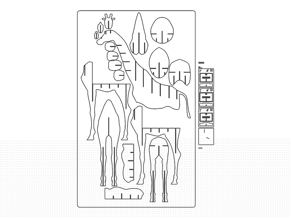 長(zhǎng)頸鹿書(shū)柜的嵌套數(shù)控雕刻機(jī) PLT 文件
