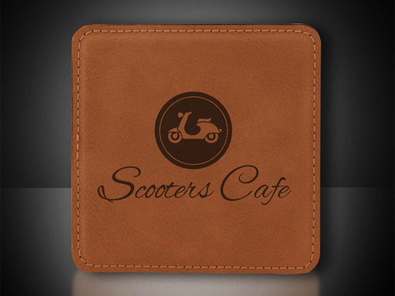 激光雕刻人造革徽標(biāo)杯墊